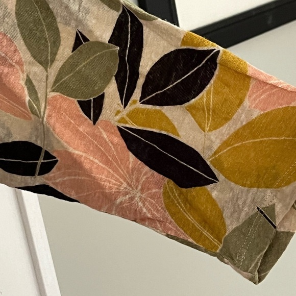 Rachel Zoe 100% Linen Floral V Neck 3/4 Sleeve High Low Shirt Top Size 1X - Picture 3 of 8